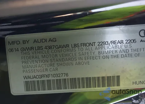 2015 Audi A3 1.8T Premium из США, поврежденный, VIN WAUACGFFXF1032776